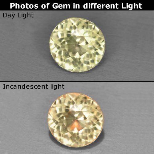 5mm gelber Farbwechselnder Diaspor im Rundschliff aus der Türkei, Gewicht 0,5 ct, Garantiert echter Edelstein in VS Reinheit, 1 Stück Farbwechselnder Diaspor - die Farbe ist Hellgelb, Mohs-Härte von 6,5 - 7 Geeignet für den täglichen Gebrauch im Schmuck, Photo A