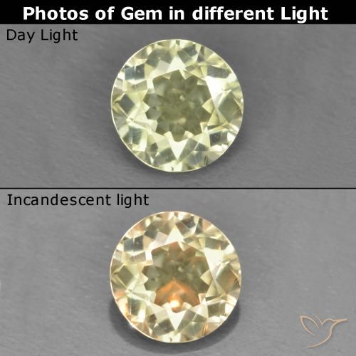 0.56ct Natural Light Yellow Color-Change Diaspore, Round, VS