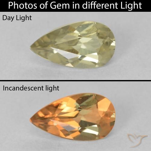 0.76ct Natural Medium Yellow Color-Change Diaspore, Pear Shape, VVS
