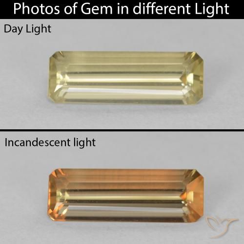 1.20ct Natural Light Yellow Color-Change Diaspore, Emerald Cut, VVS
