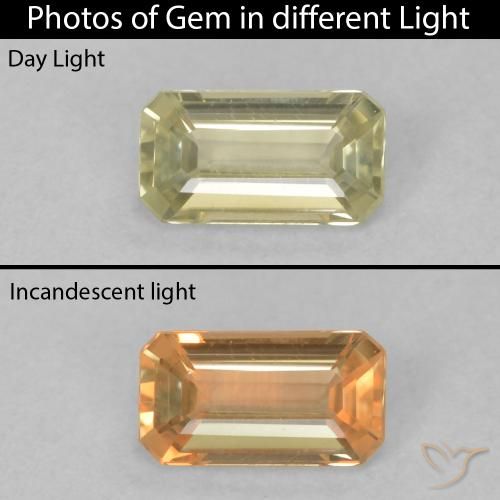 0.29ct Natural Light Yellow Color-Change Diaspore, Emerald Cut, VVS