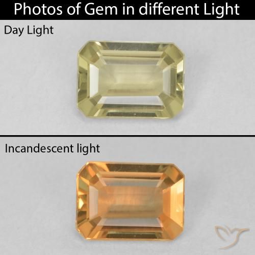 0.74ct Natural Light Yellow Color-Change Diaspore, Emerald Cut, VVS