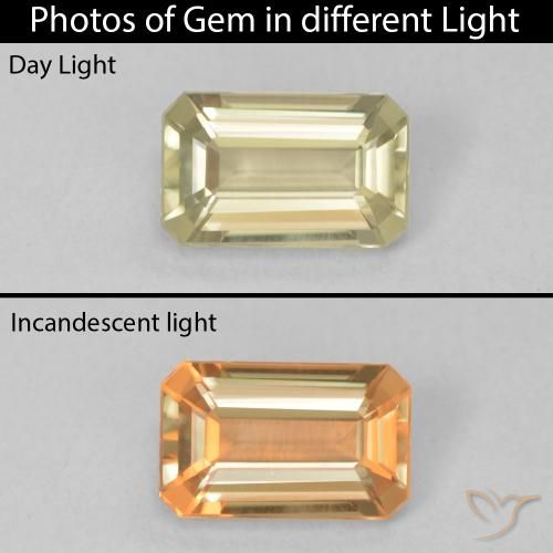 0.81ct Natural Mellow Yellow Color-Change Diaspore, Emerald Cut, VVS