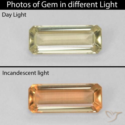 1.31ct Natural Light Yellow Color-Change Diaspore, Emerald Cut, VVS