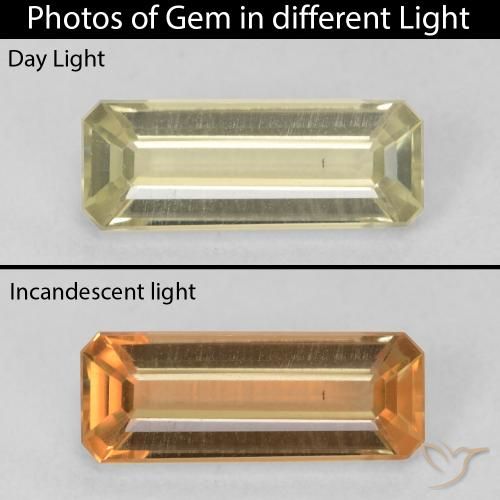 1.35ct Natural Light Yellow Color-Change Diaspore, Emerald Cut, VVS