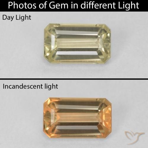 0.74ct Natural Mellow Yellow Color-Change Diaspore, Emerald Cut, VVS