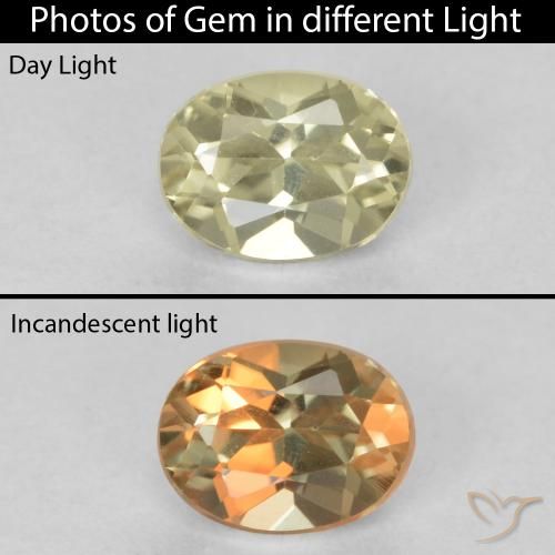 0.47ct Natural Light Yellow Color-Change Diaspore, Oval, VVS