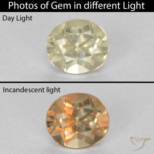 0.53ct Natural Light Yellow Color-Change Diaspore, Oval, VVS