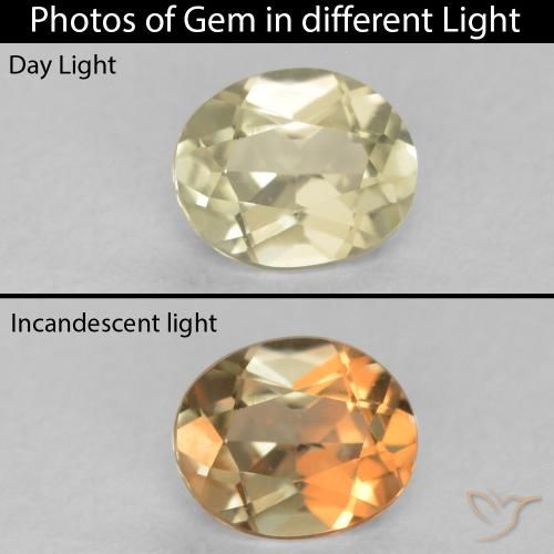 0.43ct Natural Light Yellow Color-Change Diaspore, Oval, VVS