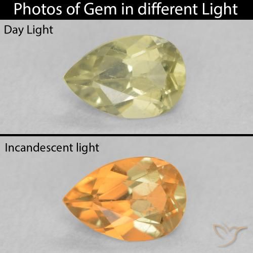0.44ct Natural Medium Yellow Color-Change Diaspore, Pear Shape, VS