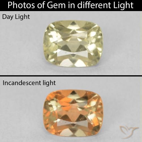 0.81ct Natural Very Light Yellow Color-Change Diaspore, Cushion, VVS