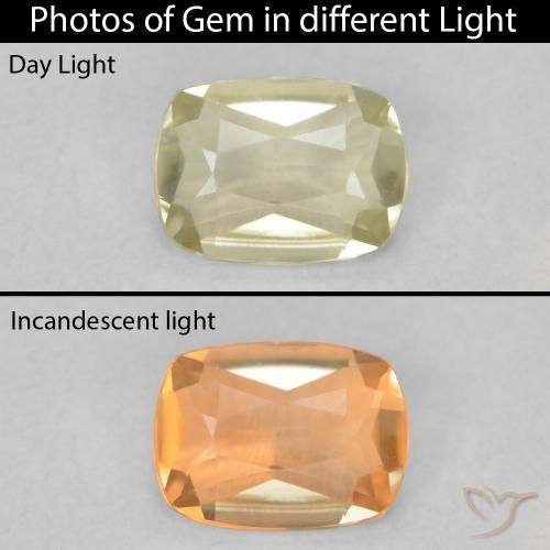 0.45ct Natural Light Yellow Color-Change Diaspore, Cushion, VVS