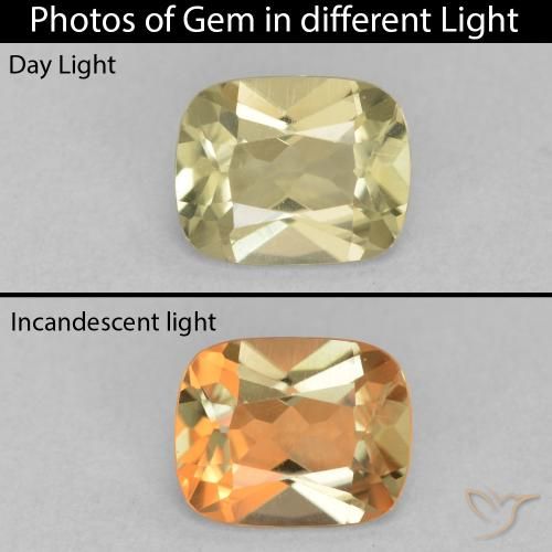 1.23ct Natural Pale Yellow Color-Change Diaspore, Cushion, VVS
