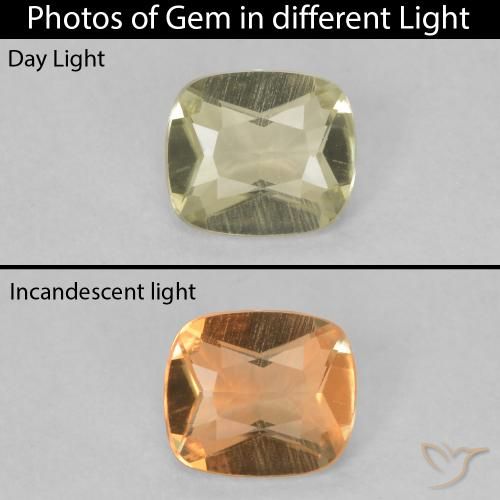 0.44ct Natural Light Yellow Color-Change Diaspore, Cushion, VVS