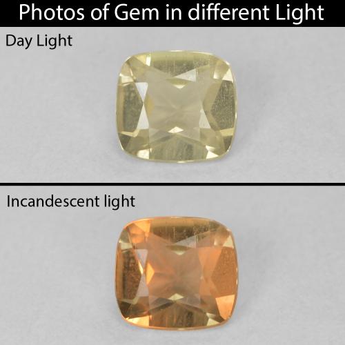 0.54ct Natural Light Yellow Color-Change Diaspore, Cushion, VS
