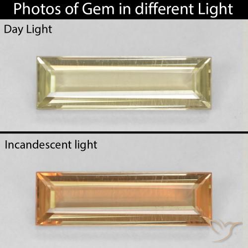 1.08ct Natural Very Pale Yellow Color-Change Diaspore, Baguette, VVS-VS