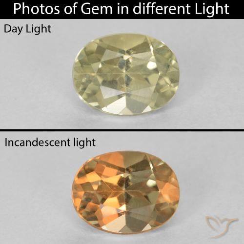 0.88ct Natural Very Light Yellow Color-Change Diaspore, Oval, VVS-VS