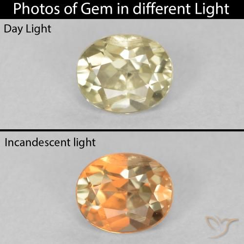 0.41ct Natural Pale Yellow Color-Change Diaspore, Oval, VS