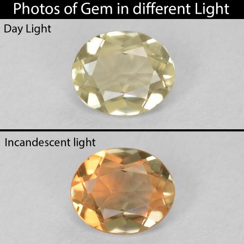 0.41ct Natural Very Light Yellow Color-Change Diaspore, Oval, VS