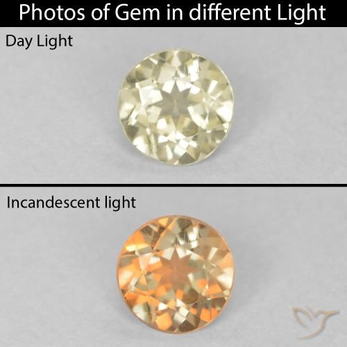 0.31ct Natural Light Yellow Color-Change Diaspore, Round, VVS-VS