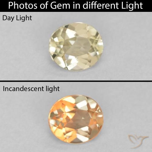 0.34ct Natural Light Yellow Color-Change Diaspore, Oval, VVS-VS