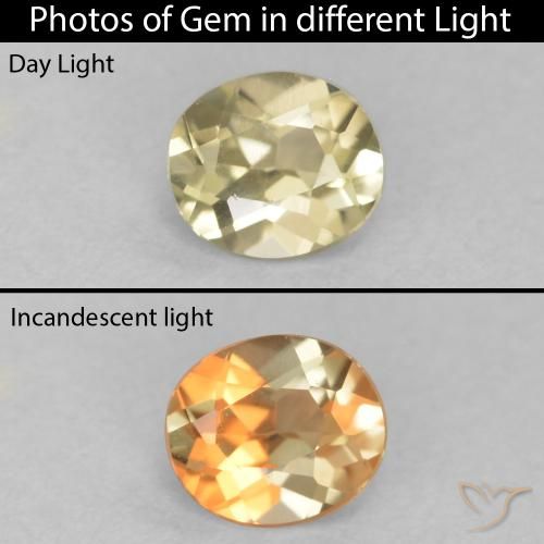 0.34ct Natural Light Yellow Color-Change Diaspore, Oval, VVS-VS