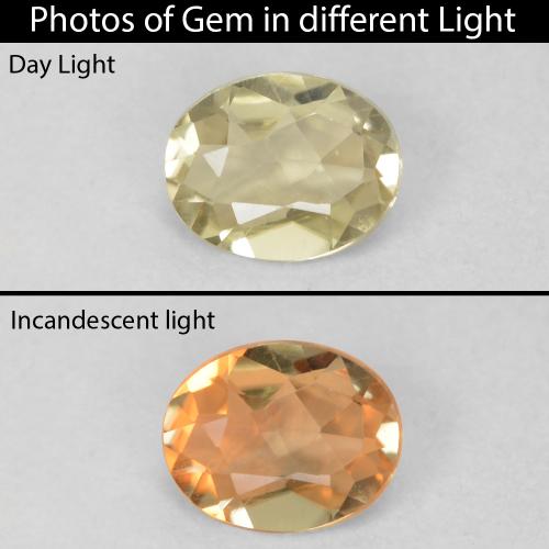 0.38ct Natural Light Yellow Color-Change Diaspore, Oval, VVS-VS