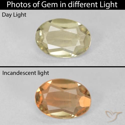 0.36ct Natural Light Yellow Color-Change Diaspore, Oval, VVS-VS