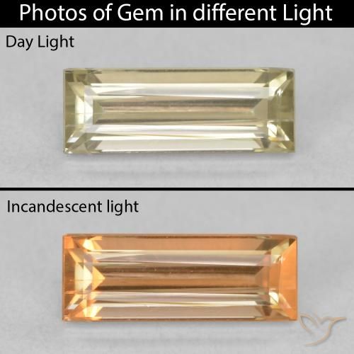 1.01ct Natural Light Yellow Color-Change Diaspore, Baguette, VVS-VS