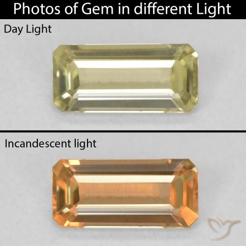 0.90ct Natural Light Yellow Color-Change Diaspore, Emerald Cut, VS