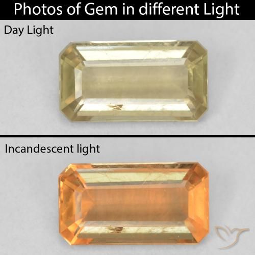 1.23ct Natural Light Yellow Color-Change Diaspore, Emerald Cut, VS-SI