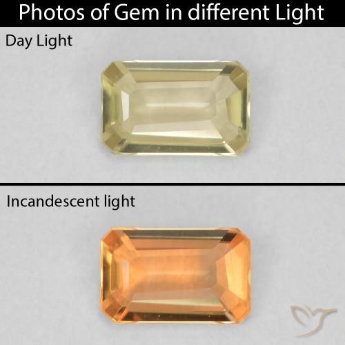 0.28ct Natural Light Yellow Color-Change Diaspore, Emerald Cut, VVS-VS