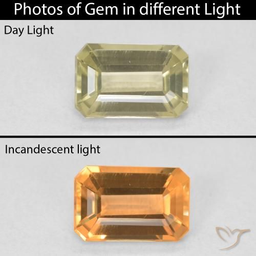 1.10ct Natural Light Yellow Color-Change Diaspore, Emerald Cut, VVS-VS