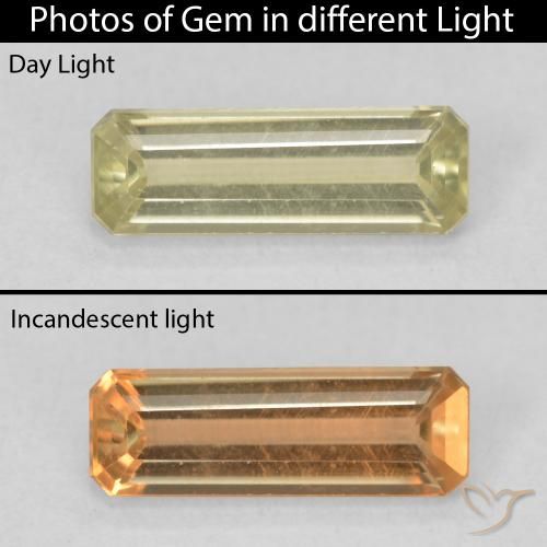 1.05ct Natural Mellow Yellow Color-Change Diaspore, Emerald Cut, VVS-VS