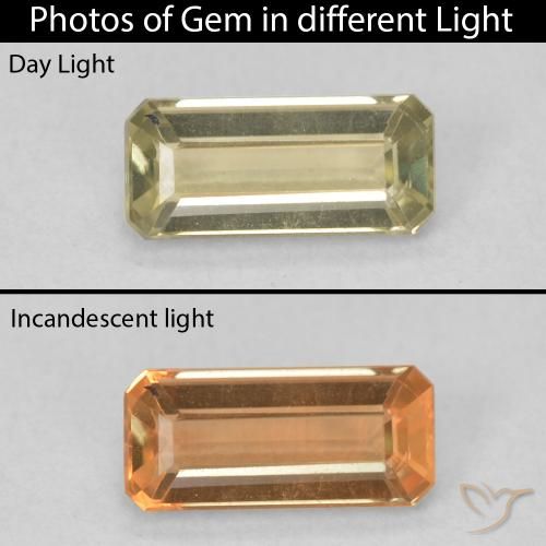 1.08ct Natural Mellow Yellow Color-Change Diaspore, Emerald Cut, VVS-VS
