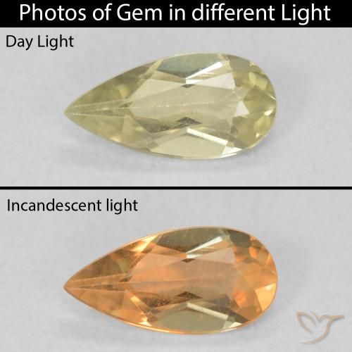 0.55ct Natural Light Yellow Color-Change Diaspore, Pear Shape, VS
