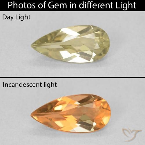 0.70ct Natural Light Yellow Color-Change Diaspore, Pear Shape, VVS-VS