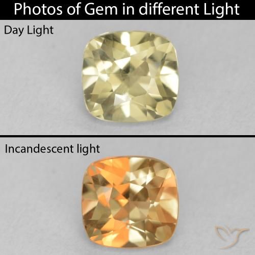 0.98ct Natural Mellow Yellow Color-Change Diaspore, Cushion, VVS-VS