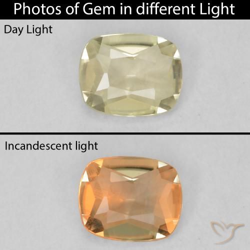 0.41ct Natural Light Yellow Color-Change Diaspore, Cushion, VVS-VS