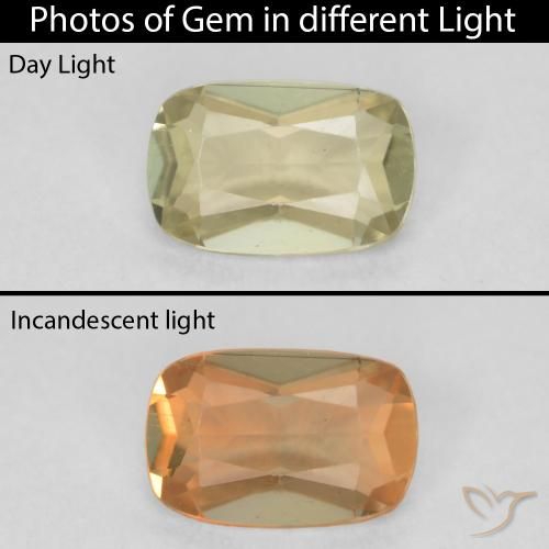 0.59ct Natural Light Yellow Color-Change Diaspore, Cushion, VVS-VS