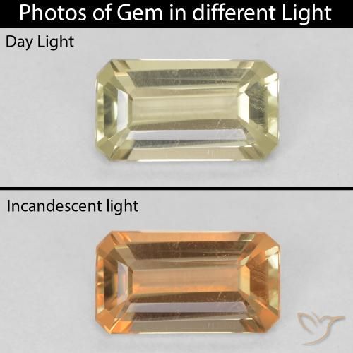 0.74ct Natural Yellow Green Color-Change Diaspore, Emerald Cut, VS