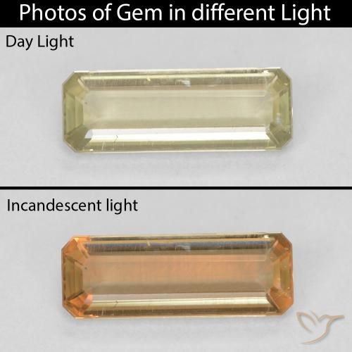 1.40ct Natural Mellow Yellow Color-Change Diaspore, Emerald Cut, VS