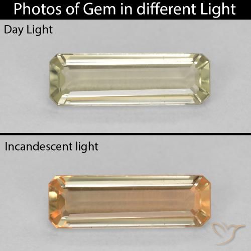 1.33ct Natural Light Yellow Color-Change Diaspore, Emerald Cut, VVS-VS