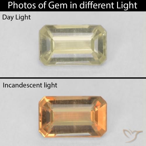 0.64ct Natural Mellow Yellow Color-Change Diaspore, Emerald Cut, VVS-VS