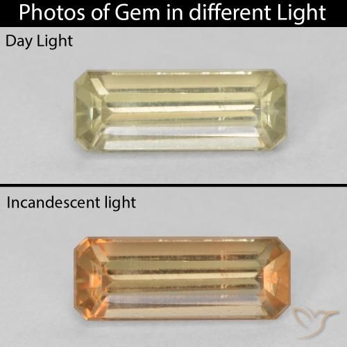 1.12ct Natural Mellow Yellow Color-Change Diaspore, Emerald Cut, VVS-VS