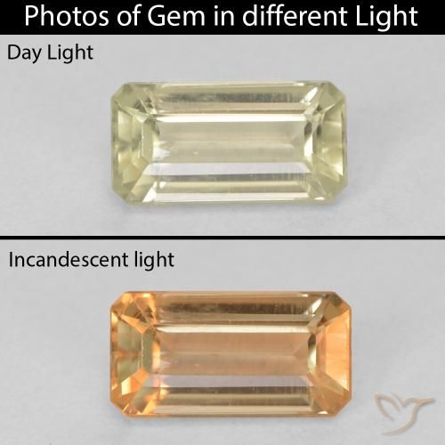 1.34ct Natural Mellow Yellow Color-Change Diaspore, Emerald Cut, VVS-VS