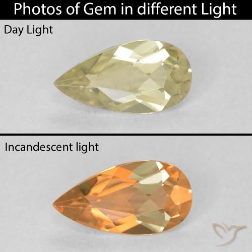 0.48ct Natural Light Yellow Color-Change Diaspore, Pear Shape, VVS, Photo A