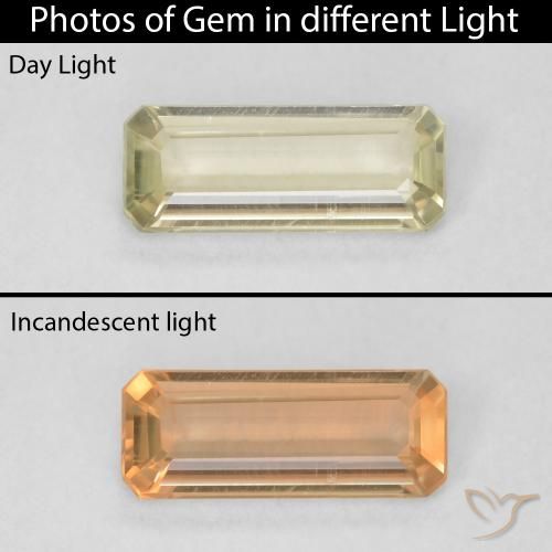 0.80ct Natural Light Yellow Color-Change Diaspore, Emerald Cut, VVS