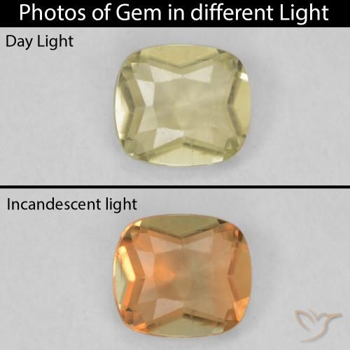 0.49ct Natural Mellow Yellow Color-Change Diaspore, Cushion, VS