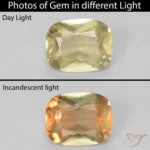 0.77ct Natural Light Yellow Color-Change Diaspore, Cushion, VS, Photo A